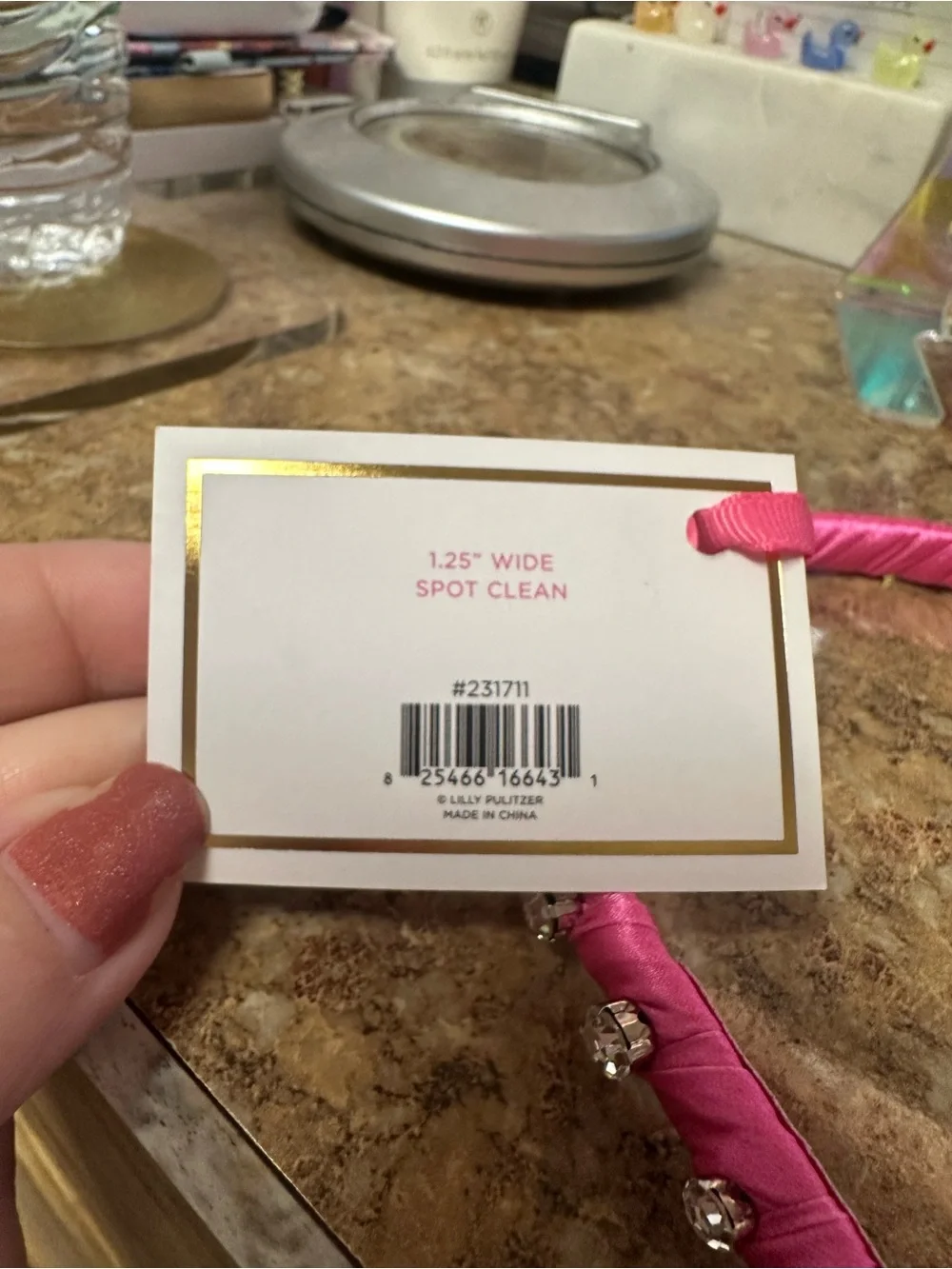Lilly Pulitzer Pink Jeweled Satin Headband